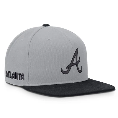 Men's Nike Gray/Navy Atlanta Braves Primetime Pro Dri-FIT Snapback Hat