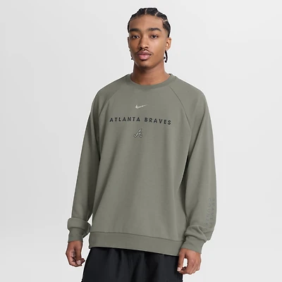 Men's Nike Olive Atlanta Braves Statement Primary Raglan Dri-FIT Sweatshirt