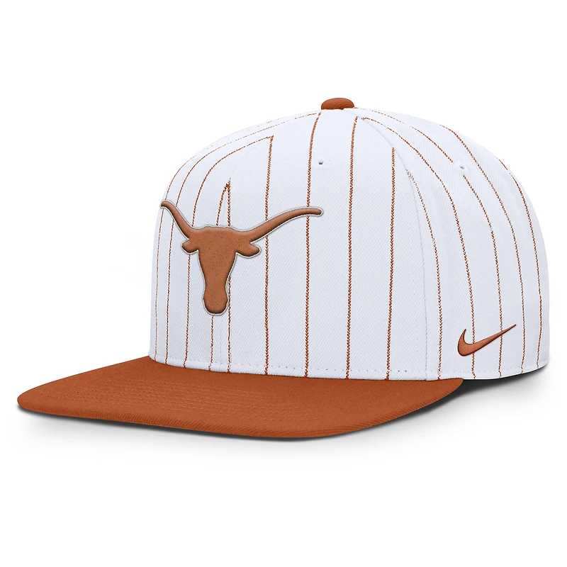 Men's Nike White Texas Longhorns 2026 Primetime Pin Stripe 2-Tone Snapback Hat