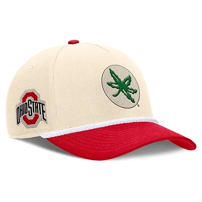 Unisex Nike Natural Ohio State Buckeyes 2026 Primetime Natural 5-Panel Rope 2-Tone Rise Hat