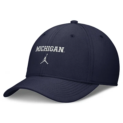 Men's Jordan Brand Navy Michigan Wolverines Rise On-Field SwooshFlex Dri-FIT Flex Hat