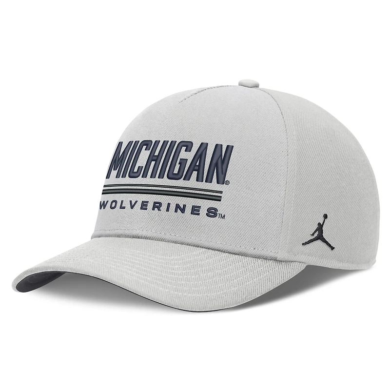 Men's Jordan Brand Gray Michigan Wolverines 2026 Sideline Dri-FIT Rise Adjustable Hat