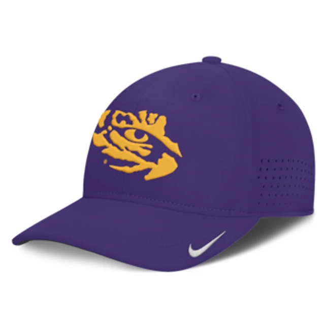 Men's Nike  Purple LSU Tigers 2026 Sideline Practice AeroBill SwooshFlex Dri-FIT Hat