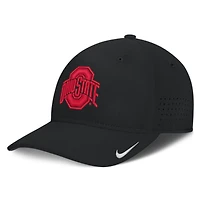 Men's Nike  Black Ohio State Buckeyes 2026 Sideline Practice AeroBill Swooshflex Dri-FIT Hat