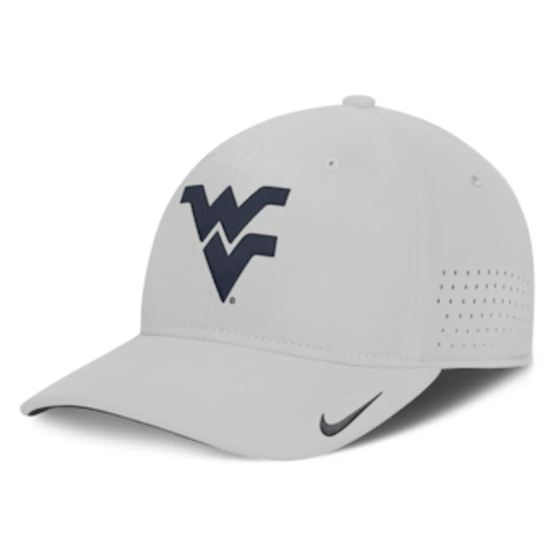 Men's Nike Gray West Virginia Mountaineers 2026 Sideline Practice AeroBill Swooshflex Dri-FIT Hat
