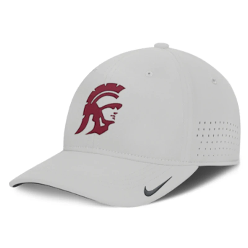 Men's Nike Gray USC Trojans 2026 Sideline Practice AeroBill Swooshflex Dri-FIT Hat