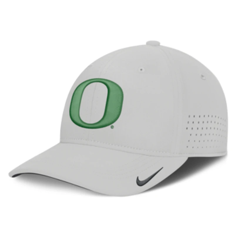 Men's Nike Gray Oregon Ducks 2026 Sideline Practice AeroBill Swooshflex Dri-FIT Hat