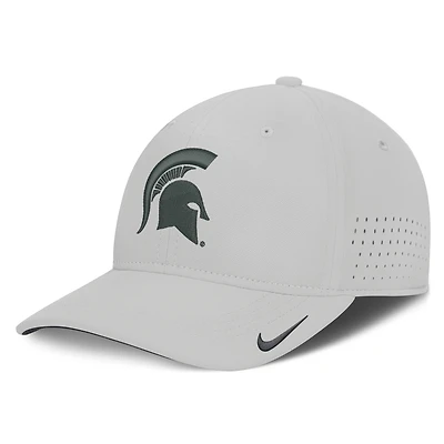Men's Nike Gray Michigan State Spartans 2026 Sideline Practice AeroBill SwooshFlex Dri-FIT Hat