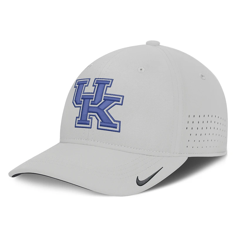 Men's Nike Gray Kentucky Wildcats 2026 Sideline Practice AeroBill Swooshflex Dri-FIT Hat