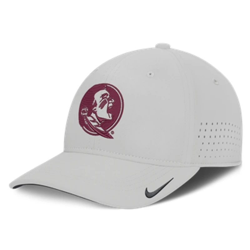 Men's Nike  Gray Florida State Seminoles 2026 Sideline Practice AeroBill SwooshFlex Dri-FIT Hat