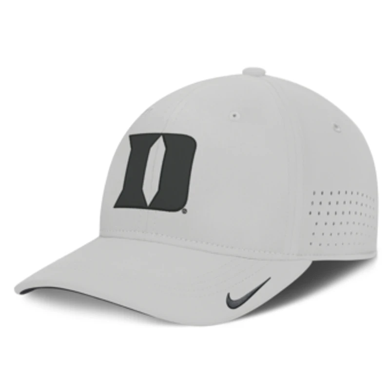 Men's Nike  Gray Duke Blue Devils 2026 Sideline Practice AeroBill SwooshFlex Dri-FIT Hat