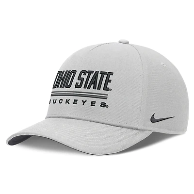 Men's Nike Gray Ohio State Buckeyes 2026 Sideline Dri-FIT Rise Adjustable Hat