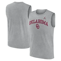 Men's Jordan Brand Heather Gray Oklahoma Sooners Primetime Legend Arch Dri-FIT Muscle Tank Top