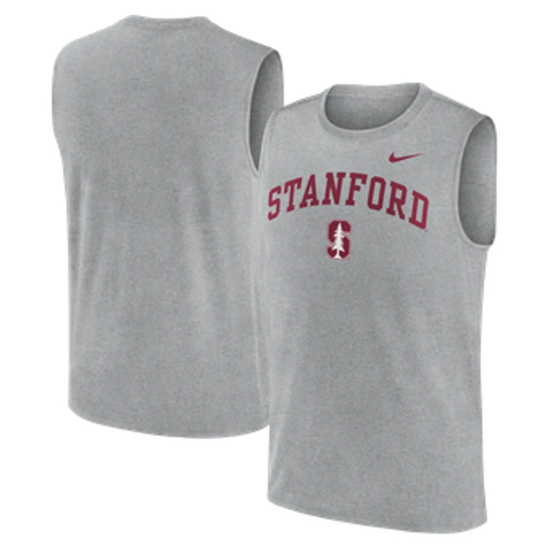Men's Nike Heather Gray Stanford Cardinal Primetime Legend Arch Dri-FIT Muscle Tank Top