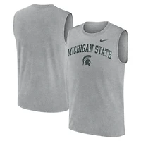 Men's Nike Heather Gray Michigan State Spartans Primetime Legend Arch Dri-FIT Muscle Tank Top