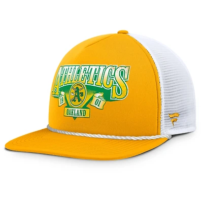 Men's Fanatics Gold/White Athletics Cooperstown Collection Recall Snapback Hat