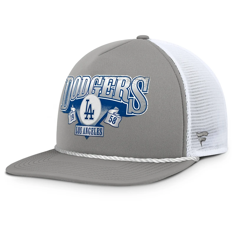 Men's Fanatics Gray/White Los Angeles Dodgers Recall Snapback Hat