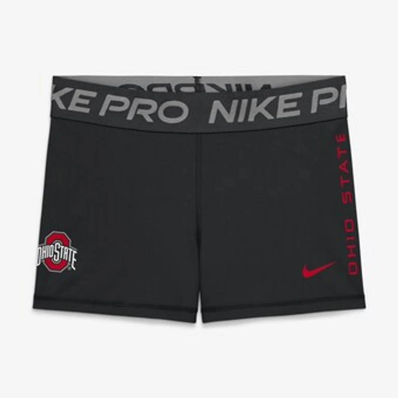 Women's Nike Black Ohio State Buckeyes Pro Dri-FIT Mid-Rise Shorts