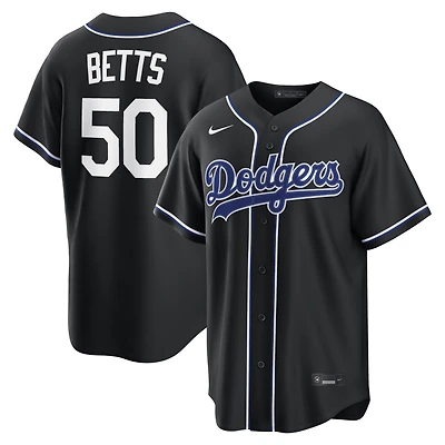 Men's Nike Mookie Betts Los Angeles Dodgers Fashion Replica Black Out Jersey