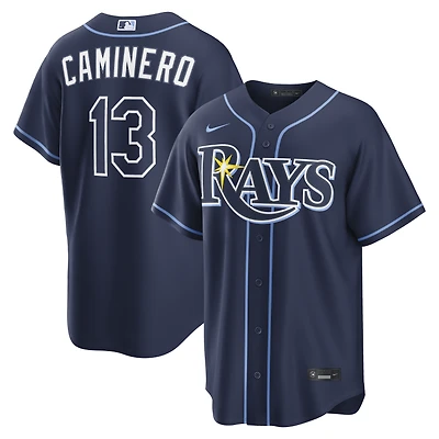 Men's Nike Junior Caminero Navy Tampa Bay Rays Road Replica Jersey