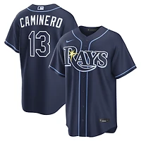 Men's Nike Junior Caminero Navy Tampa Bay Rays Road Replica Jersey