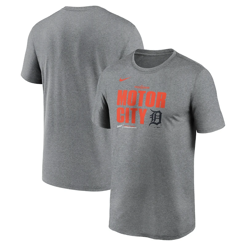 Men's Nike Heather Charcoal Detroit Tigers 2025 MLB Postseason Legend Dri-FIT T-Shirt