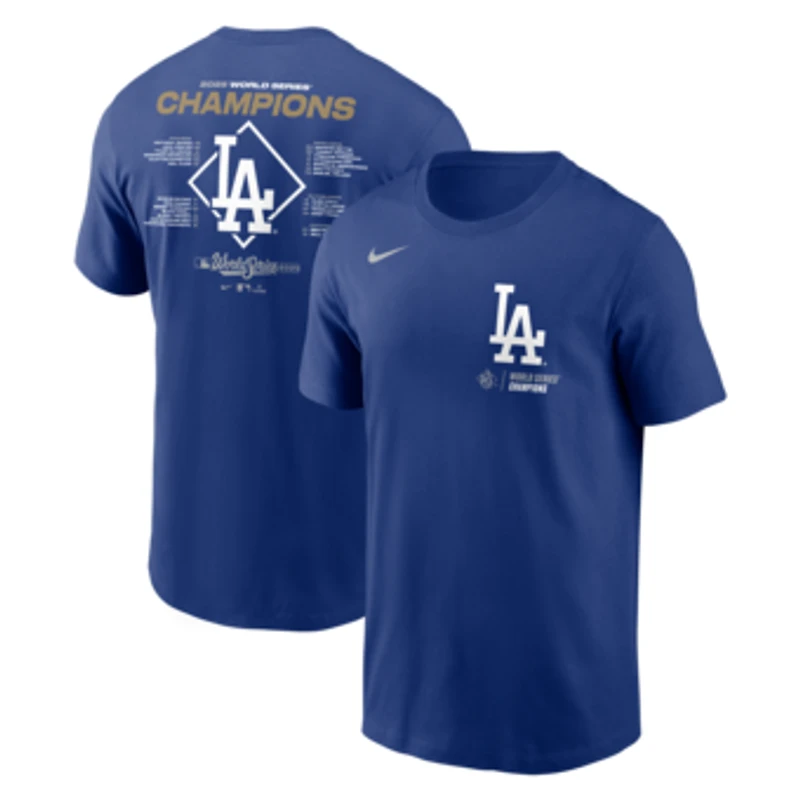 Men's Nike Royal Los Angeles Dodgers 2025 World Series Champions Roster T-Shirt