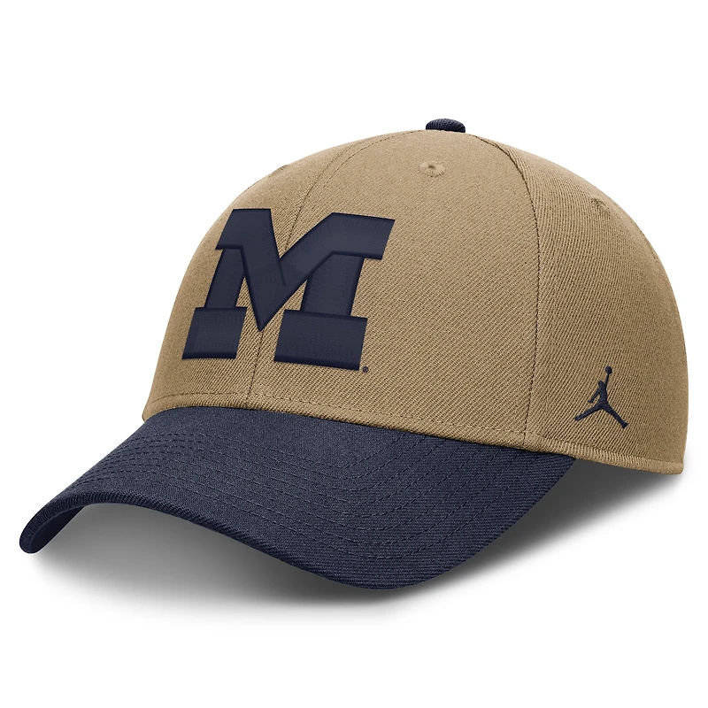 Unisex Jordan Brand Beige/Navy Michigan Wolverines Primetime Rise Dri-FIT Adjustable Hat