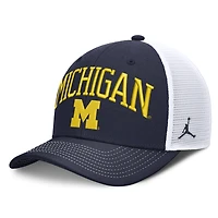 Unisex Jordan Brand  Navy/White Michigan Wolverines Primetime Arched Trucker Adjustable Hat