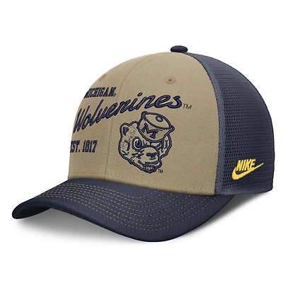Unisex Nike Beige/Navy Michigan Wolverines Legacy Rise Trucker Adjustable Hat