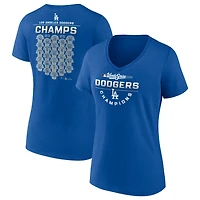 Women's Fanatics  Royal Los Angeles Dodgers 2025 World Series Champions Jersey Roster V-Neck T-Shirt