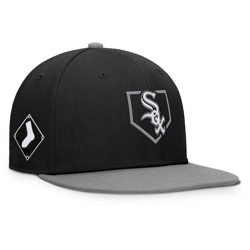 Men's Fanatics Black/Gray Chicago White Sox Batter's Box Snapback Hat