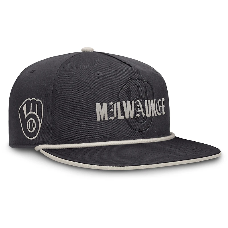Men's Fanatics Graphite Milwaukee Brewers Gapper Snapback Hat