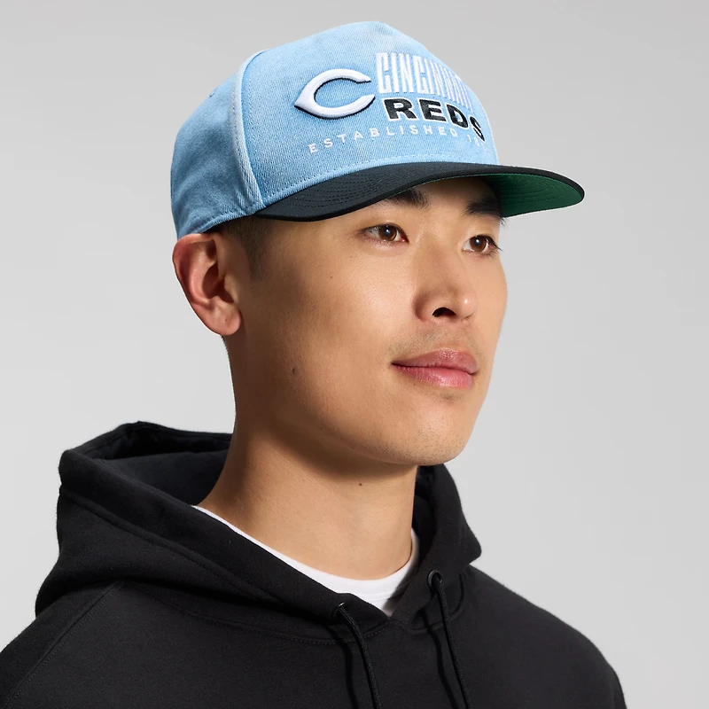 Men's Fanatics  Denim Cincinnati Reds Twinbill Snapback Hat