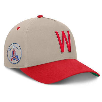 Men's Fanatics Khaki/Red Washington Senators Veteran A-Frame Adjustable Hat