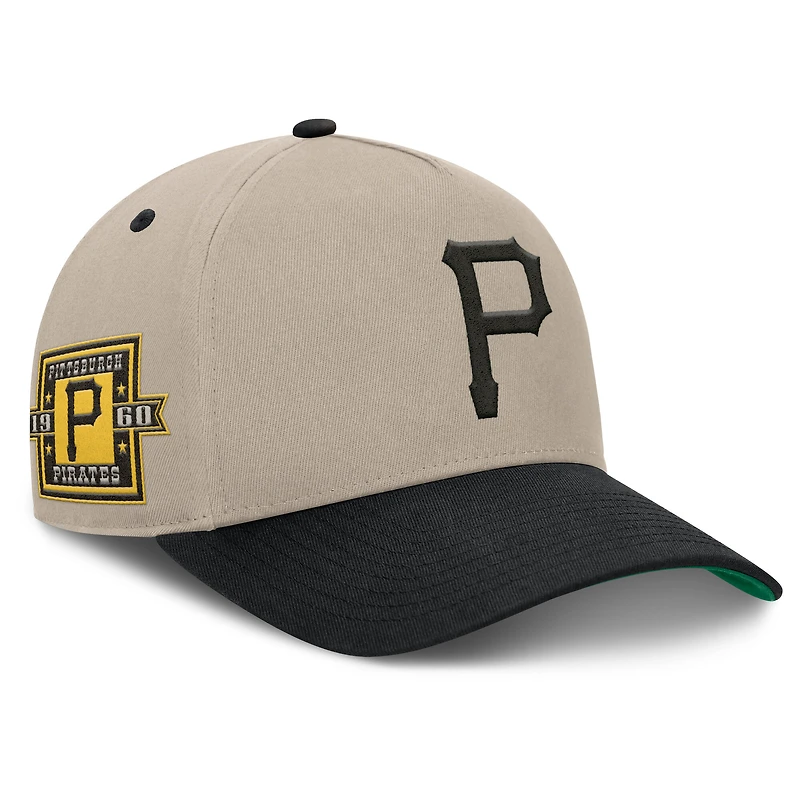 Men's Fanatics Khaki/Black Pittsburgh Pirates Veteran A-Frame Adjustable Hat