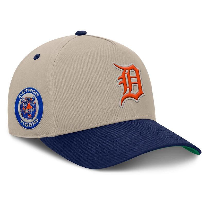 Men's Fanatics Khaki/Navy Detroit Tigers Veteran A-Frame Adjustable Hat