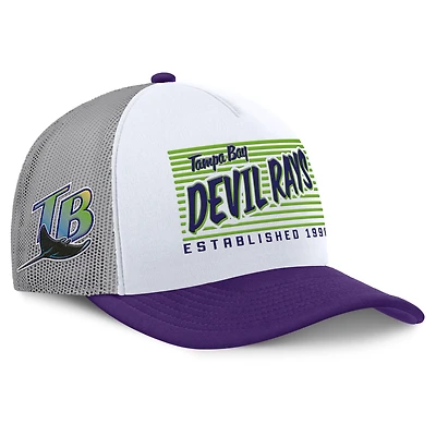 Men's Fanatics White/Purple Tampa Bay Rays On Deck A-Frame Snapback Hat