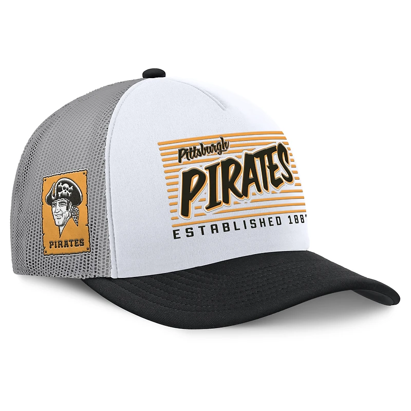 Men's Fanatics White/Black Pittsburgh Pirates On Deck A-Frame Snapback Hat