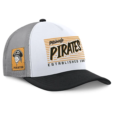 Men's Fanatics White/Black Pittsburgh Pirates On Deck A-Frame Snapback Hat