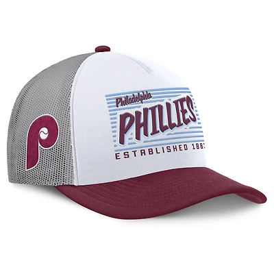 Men's Fanatics White/Burgundy Philadelphia Phillies On Deck A-Frame Snapback Hat