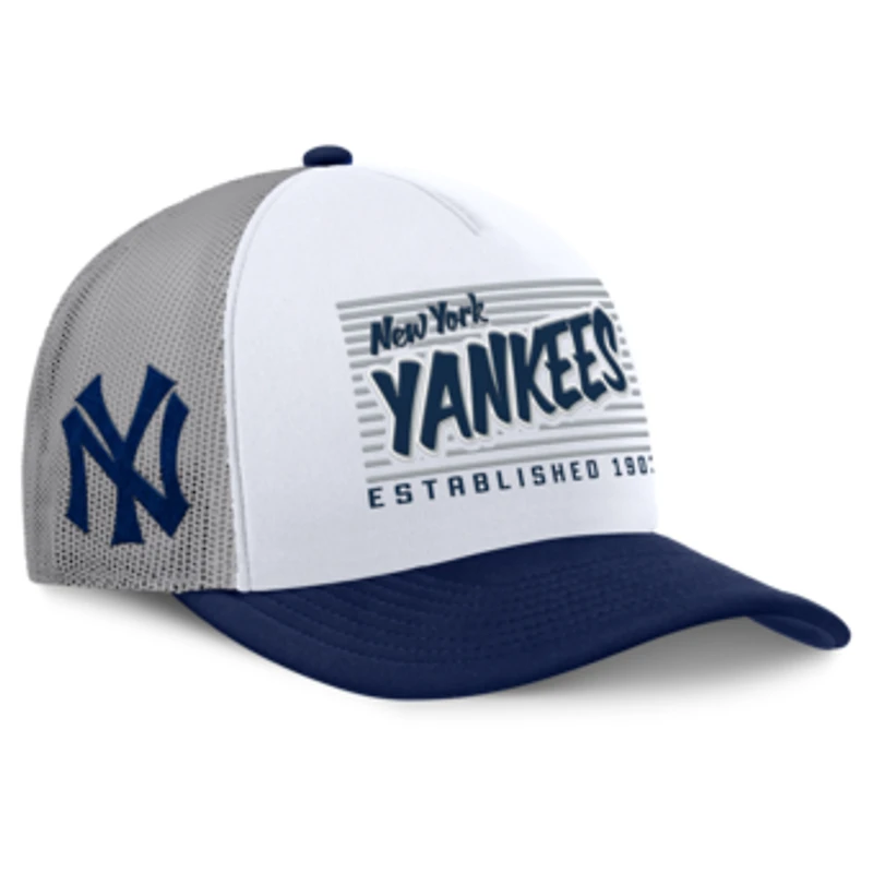 Men's Fanatics White/Navy New York Yankees On Deck A-Frame Snapback Hat