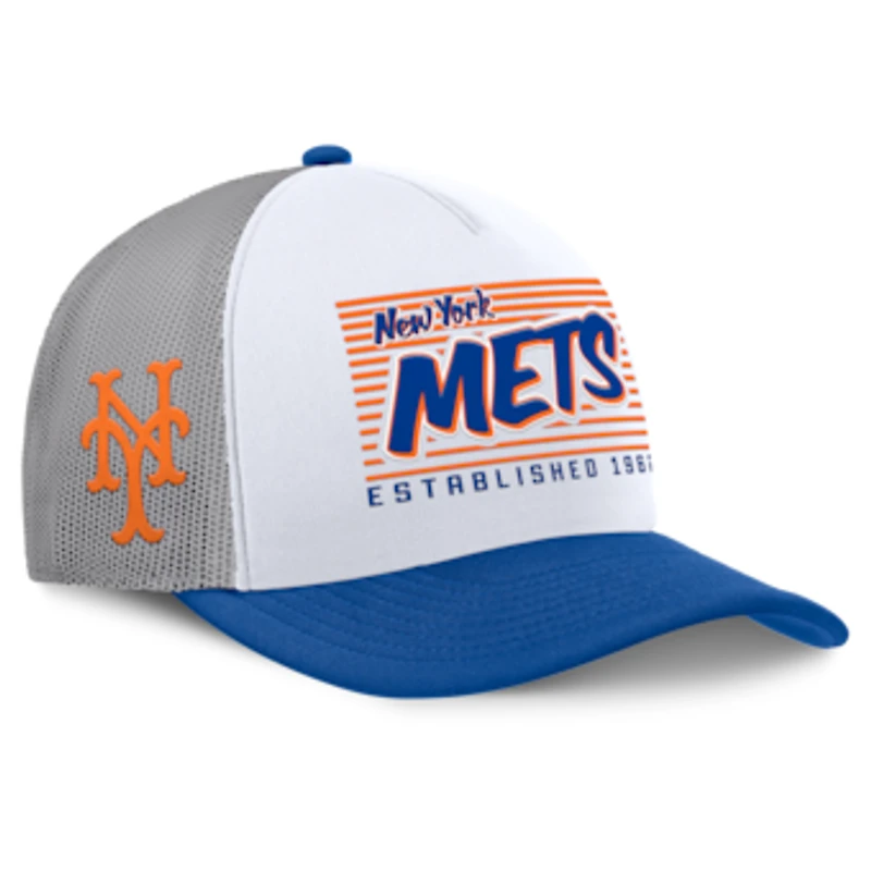 Men's Fanatics White/Royal New York Mets On Deck A-Frame Snapback Hat