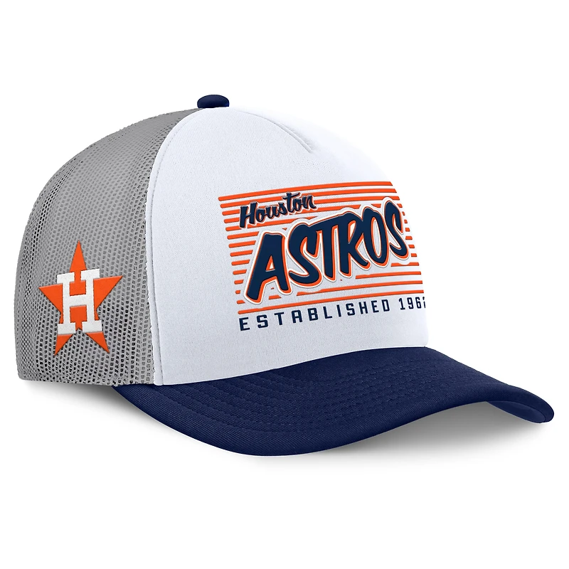 Men's Fanatics White/Navy Houston Astros On Deck A-Frame Snapback Hat