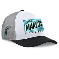Men's Fanatics White/Black Florida Marlins On Deck A-Frame Snapback Hat