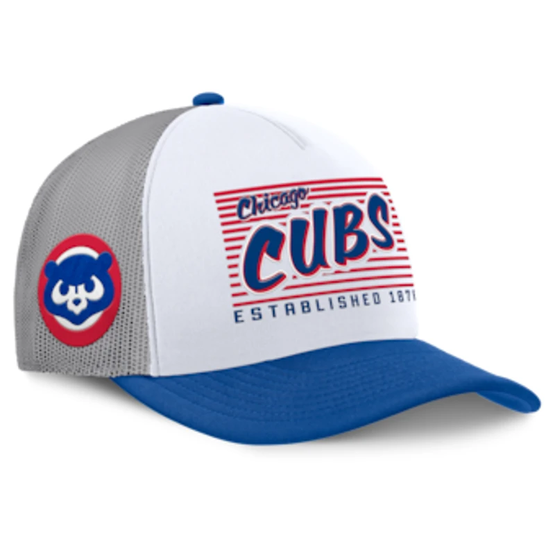 Men's Fanatics White/Royal Chicago Cubs On Deck A-Frame Snapback Hat