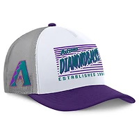 Men's Fanatics White/Purple Arizona Diamondbacks On Deck A-Frame Snapback Hat