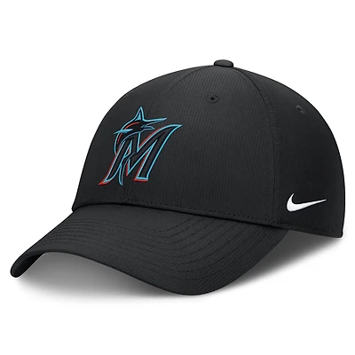 Men's Nike  Black Miami Marlins Dri-FIT Club Adjustable Hat