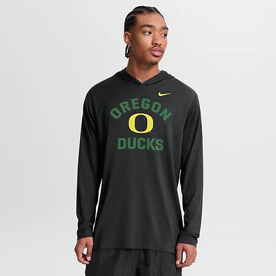 Men's Nike Black Oregon Ducks Primetime Arch Tri-Blend Dri-FIT Long Sleeve Hooded T-Shirt