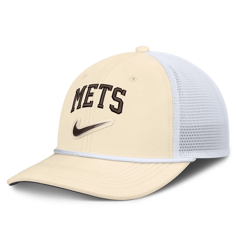 Men's Nike Natural/White New York Mets Rise Dri-FIT Trucker Adjustable Hat​